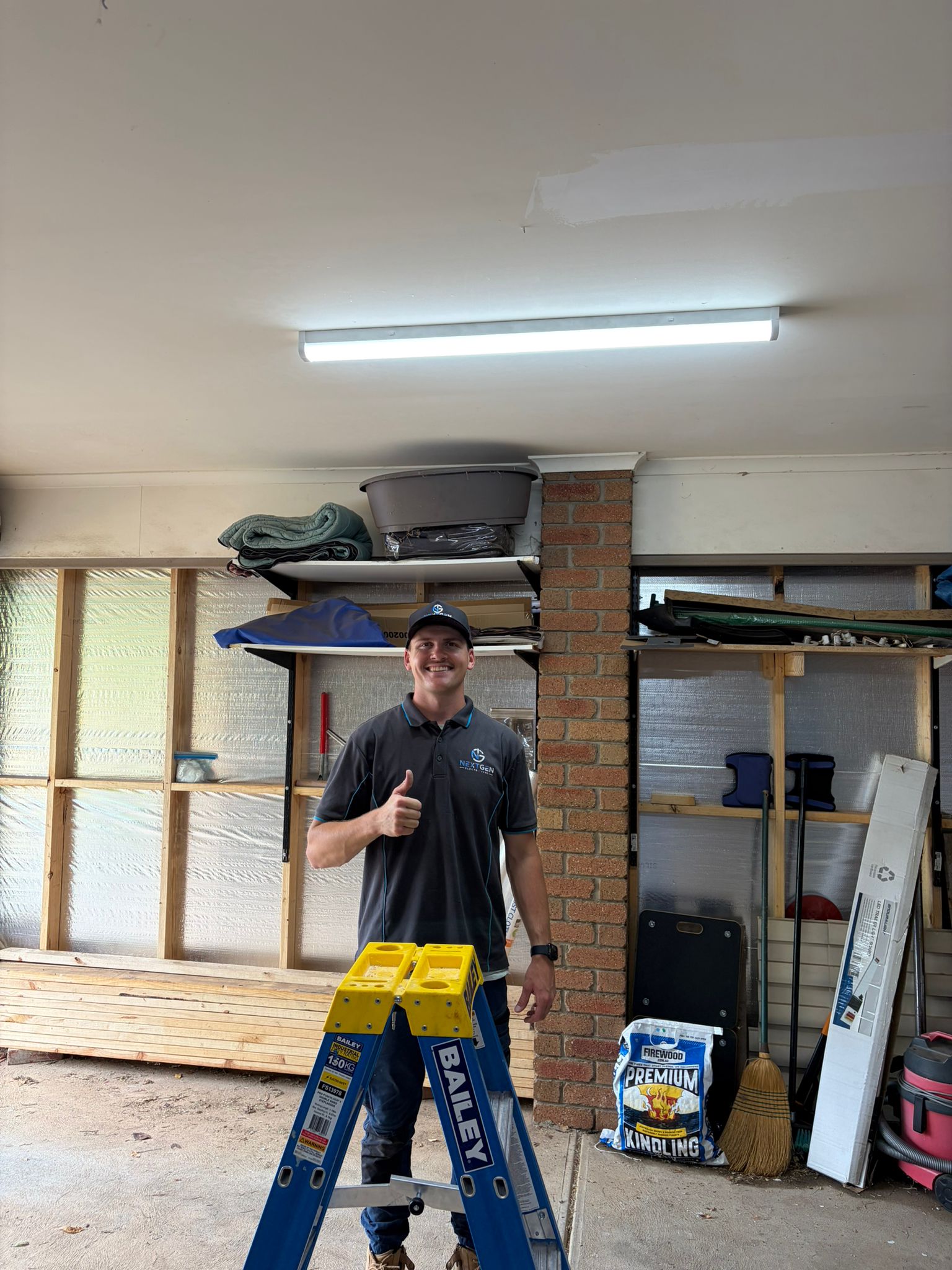 Shed electrical work — switchboard and outlets